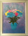 Blue vase flower display